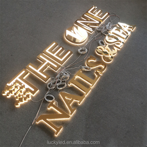 Cửa Hàng quảng cáo kim loại kênh thư ký tùy chỉnh LED 3D vàng thép không gỉ thư tường Led Logo kinh doanh Backlit thư ký - Product Image 3