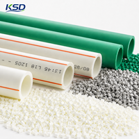 Tuyau PPR en plastique KSD, prix usine, 20-160 mm, tube d'eau PPR, injection, tuyau PPR pur