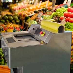 Machine d'emballage automatique de film étirable pour plateaux de viande fraîche, légumes et fruits, avec écran tactile multilingue - Product Image 2