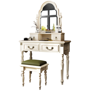 Bàn trang điểm phong cách cổ điển hiện đại kiểu Pháp kèm ghế, chất liệu gỗ MDF, nội thất phòng ngủ, có gương, dùng cho nhà ở hoặc khách sạn - Product Image 6