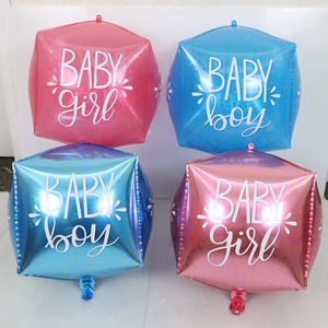 Bleu garçon et fille rose feuille d'hélium 4D carré <span class=keywords><strong>Cube</strong></span> ballons 22 pouces bébé douche décoration c'est un garçon c'est une fille <span class=keywords><strong>ballon</strong></span> - Product Image 3