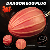 Grand plug anal œuf de dragon avec longue chaîne, monstre fantastique, dilatateur et écarteur de prostate, 100% étanche et écologique