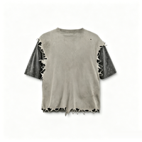 T-shirt DTG personnalisé Kornit, imprimé drapeau américain déchiré et vieilli, style streetwear, fabrication OEM