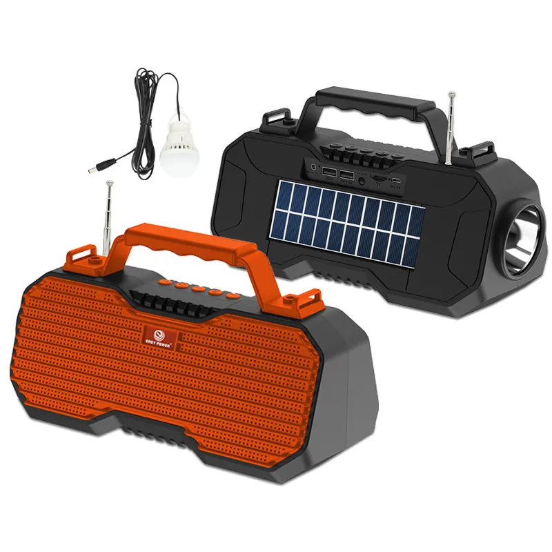 TF AUX USB 태양광 스피커가있는 태양 광 발전 패널 초저음 무선 휴대용 BT 라디오