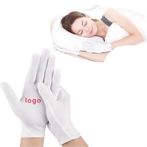 Gants de nuit doux pour le sommeil, hydratants pour l'eczéma, soin cosmétique pour la peau, lavables, extensibles, en coton blanc, pour mains sèches - Product Image 1