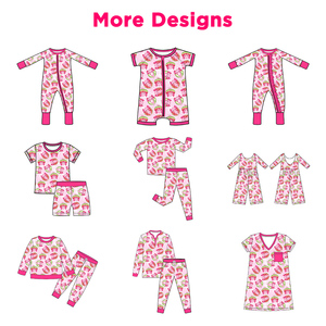 Pyjamas en bambou personnalisés unisexes pour couple, grandes tailles, motif floral, respirants, anti-rétrécissement, ensembles de vêtements de nuit et de détente pour filles - Product Image 4