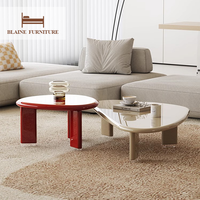 BLAINE Ensemble de table basse moderne de luxe écologique en laque acrylique avec plateau au design irrégulier, personnalisable et garantie de 3 ans