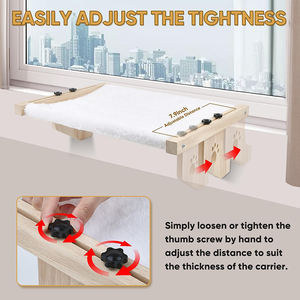 Proveedores pequeña ventana instalar mascota gato hamaca 4 estaciones cómodo cálido madera maciza blanco felpa rectángulo gato cama colgante - Product Image 2