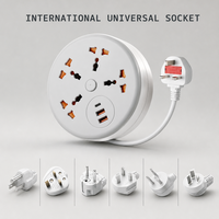 Adaptateur de voyage universel multi-pays, norme européenne, norme britannique, ignifuge, 4 prises, 2 USB-A, 1 USB-C