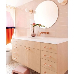 Mueble de Baño con Tocador de Madera Contrachapada, Montado en el Suelo, Cerámica de Alta Calidad, Suministro en Oferta, Estilo Moderno para Villa, Acabado Lacado Australiano, LED - Product Image 1