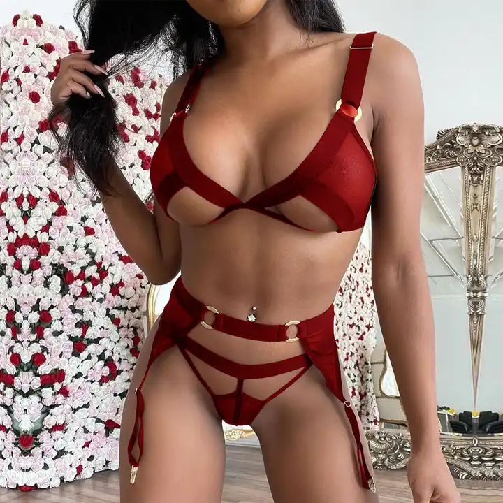 Sexy Erotic Lingerie Mesh Red Showing