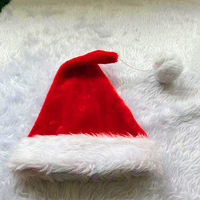 Chapeau de Noël long en peluche pour adultes avec boules suspendues, décoration de Noël en fourrure à coupe plate allongée et épaissie