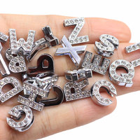 Breloques en métal couleur argent, lettres de l'alphabet A-Z, perles miniatures, paillettes, creuses, pour la décoration de bijoux