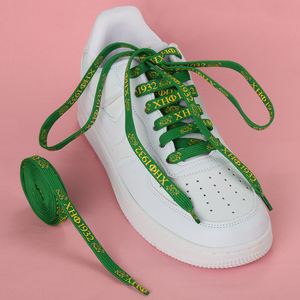 Tali Sepatu Custom Berkualitas Tinggi dengan Logo Cetak Dua Sisi, Panjang 165cm, Bahan Polyester Pipih Warna Hijau untuk Sepatu Sneakers dan Olahraga Luar Ruangan - Product Image 1