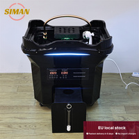 Bac à shampoing portable Siman de luxe moderne en cuir PU avec réservoir d'eau usée pour salon de coiffure, utilisation en salon sans plomberie requise