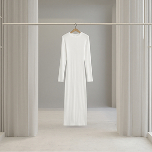 CNSHELL Abito Lungo <span class=keywords><strong>Aderente</strong></span> Sexy con Maniche Lunghe e Collo Tondo, <span class=keywords><strong>Vestito</strong></span> Primaverile a Fascia per Donna - Product Image 3