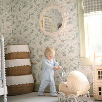 Papier peint floral vintage style manoir français, motif floral pastel, décoration murale pour chambre et salon style cottage