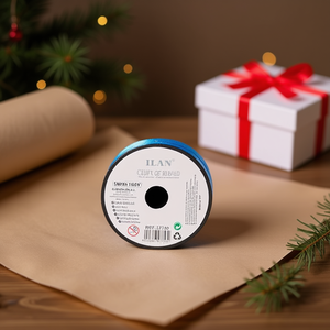 Ruban cadeau Ilan 5 mm x 100 yards bleu lac en satin pour emballage - Product Image 2