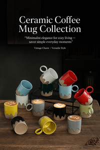 Tasse à café en céramique élégante de style rétro, sans anse, fabriquée à la main, pour le café, les boissons, les desserts, à utiliser au café, à la maison, à l'hôtel - Product Image 6