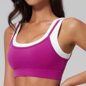 Sujetador Deportivo de Yoga para Mujer, de Alta Sujeción, Ligero, Transpirable, con Ribete en Contraste, Tejido Reciclado, Top para Pilates y Entrenamiento - Product Image 1