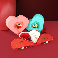 Boîte cadeau personnalisée à double porte, boîte à bijoux en plastique avec peinture tactile rose, fleur éternelle, collier, bague, boîte cadeau de proposition