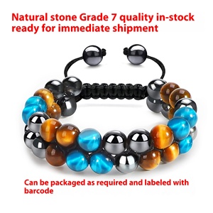 Hot Bán Đá Tự Nhiên Tiger Eye Agate Vòng Đeo Tay Dệt Có Thể Điều Chỉnh Màu Đen Sợi Dây Thừng Hạt Vòng Đeo Tay Cho Nam Giới Và Phụ Nữ - Product Image 3