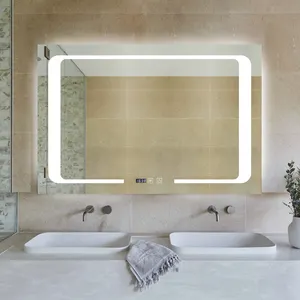 Modern Bathroom LED Mirror IP44 Dust Blasted Rectangular Smart LED Bathroom Lighting Mirror