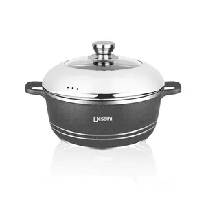 Cazuela grande de aluminio fundido a presión, olla antiadherente grande de 40CM, juego de utensilios de cocina para cocinar, negro y rojo - Product Image 1