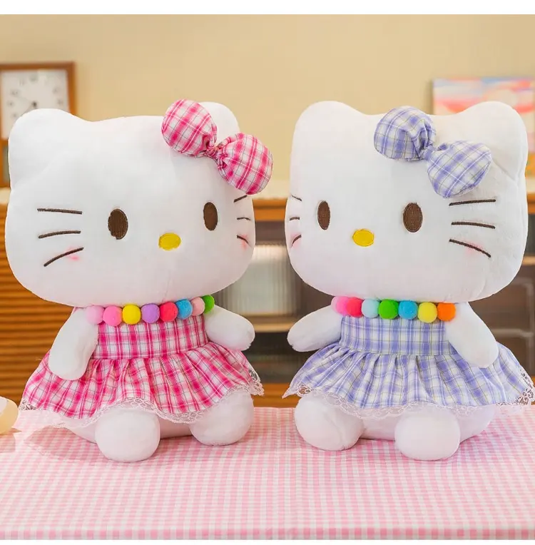 Rok kartun kucing Hello KT Kitty lembut, hadiah mainan mewah untuk anak perempuan