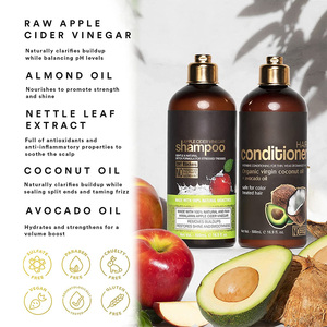 Champú y Acondicionador de Vinagre de Sidra de Manzana, Sin Sulfatos, con Aceite de Coco y Aguacate Orgánico, Repara <span class=keywords><strong>el</strong></span> <span class=keywords><strong>Cabello</strong></span> Seco, Dañado y Teñido - Product Image 2