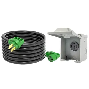 50Amp Ersatz RV-Verlängerungskabel mit Stromauslass-Box-Kit, NEMA14-50P/R Stecker Stromkabel & NEMA14-50R Strompanel-Box