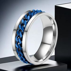 Nhẫn Xoay Dây Xích bằng thép không gỉ thời trang Nhẫn đôi giảm căng thẳng hip hop phụ kiện trang sức nữ - Product Image 5