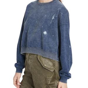 Sudadera Corta de Diseño Personalizado para Chicas, Cuello Redondo, Hombros Caídos, Manga Larga, Felpa Francesa, Estilo Informal - Product Image 4