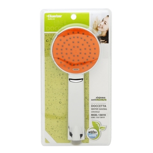 Set Doccia Termostatico Arancione 95mm a Risparmio Idrico, Stile Classico, Finitura Lucida Spazzolata, con Spruzzo a Pioggia Morbido in Plastica - Product Image 1