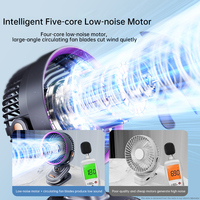 Petit ventilateur oscillant automatique rechargeable par USB, avec lumière LED, longue durée de vie de la batterie, pour bureau et dortoir