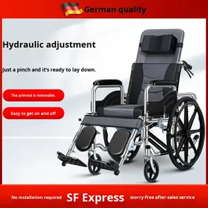 Sedia a Rotelle Pieghevole Leggera in Acciaio Fukeda per Anziani/Paralizzati, Design Portatile Utilizzabile Sdraiati, Scooter Manuale, 1 Anno di Garanzia - Product Image 5