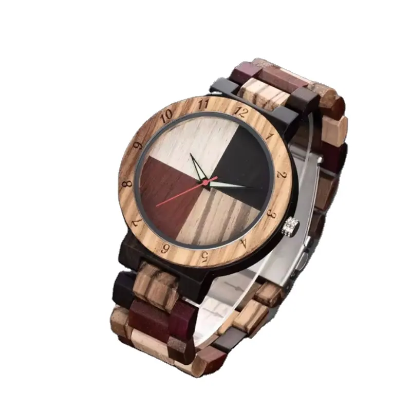 Tjw đồng hồ bằng gỗ sang trọng của nam giới với thiết kế gỗ nhiều màu phong trào Miyota phong cách sáng tạo OEM/ODM tùy chỉnh lô nhỏ