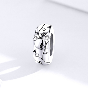 Breloque plaquée argent avec cristaux de strass, motif végétal, sertissage clos, bijou classique unisexe, cadeau - Product Image 4