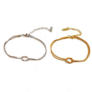 호반시 남녀 공용 이중 레이어 크로스 스테인리스 스틸 팔찌 매듭 뱀뼈 팔찌 커플 발렌타인데이 선물 - Product Image 6