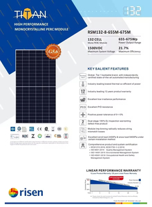 Panel Solar Monocristalino Bifacial Risen RSM132-8-655M-675M de 132 Celdas, Doble Cristal, 655W 660W 665W 670W 675W, 21.7% de Eficiencia - Product Image 3