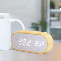 Reloj Despertador Digital Electrónico Creativo de Tela de Bambú Luminosa, Calendarios, Control por Voz, Luz Suave, Regalo para Estudiantes, Mesita de Noche, Escritorio