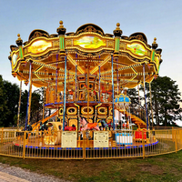 Carrousel à double étage de style européen vintage de luxe avec éclairage LED, en FRP, pour parc d'attractions et fête foraine