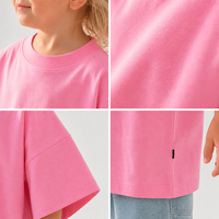 Kaos Anak Unisex Model Boxy Kasual Bahan Katun Tebal Bordir Custom OEM, Lengan Jatuh Oversize, Model Baggy