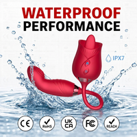 Vibrateur Rose Double Embout 10 Fréquences pour Lèche-langue et Pénétration, Stimulateur Clitoridien et Point G, Jouets pour Adultes pour Femmes CE RoHS