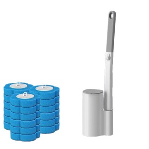 Juego de Cepillos de Inodoro de Plástico Desechables con Cabezales de Repuesto, Soporte de Pared, Limpiador de Baño Multiángulo - Product Image 4