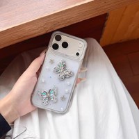Coque de téléphone transparente Aurora Glitter Butterfly pour iPhone 17 Air 16 14 15 Pro Plus 18 13 12 11 Pro Max XR XS MAX