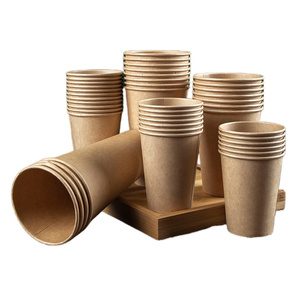 Tazas de papel blanco desechables para helados de fiesta con logotipo personalizado de grado alimenticio, <span class=keywords><strong>precio</strong></span> barato de 8 oz, taza de café de papel Kraft de doble pared con tapa - Product Image 1