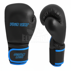 ถุงมือชกมวยหนังสังเคราะห์สีน้ำเงินถุงมือชกมวยถุงมือฝึกกีฬาคลับถุงมือซ้อมมวยออกแบบโลโก้ได้ตามต้องการ - Product Image 1