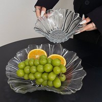 Plateau en verre haut de gamme en forme de pétale, nouveau bol à fruits moderne et minimaliste pour salon, plat à dessert domestique de forme irrégulière