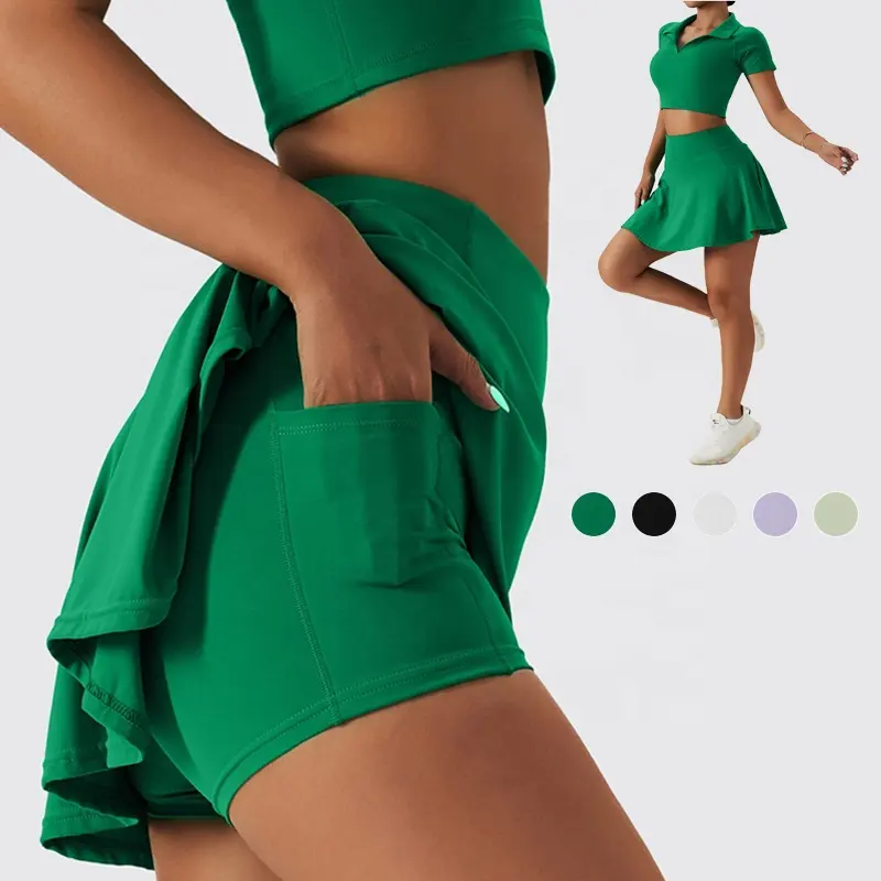 Women Sports Tennis Golf Skirt with Built-in Shorts Tennis Skort with Pocket Womens Fitness Tennis Apparel